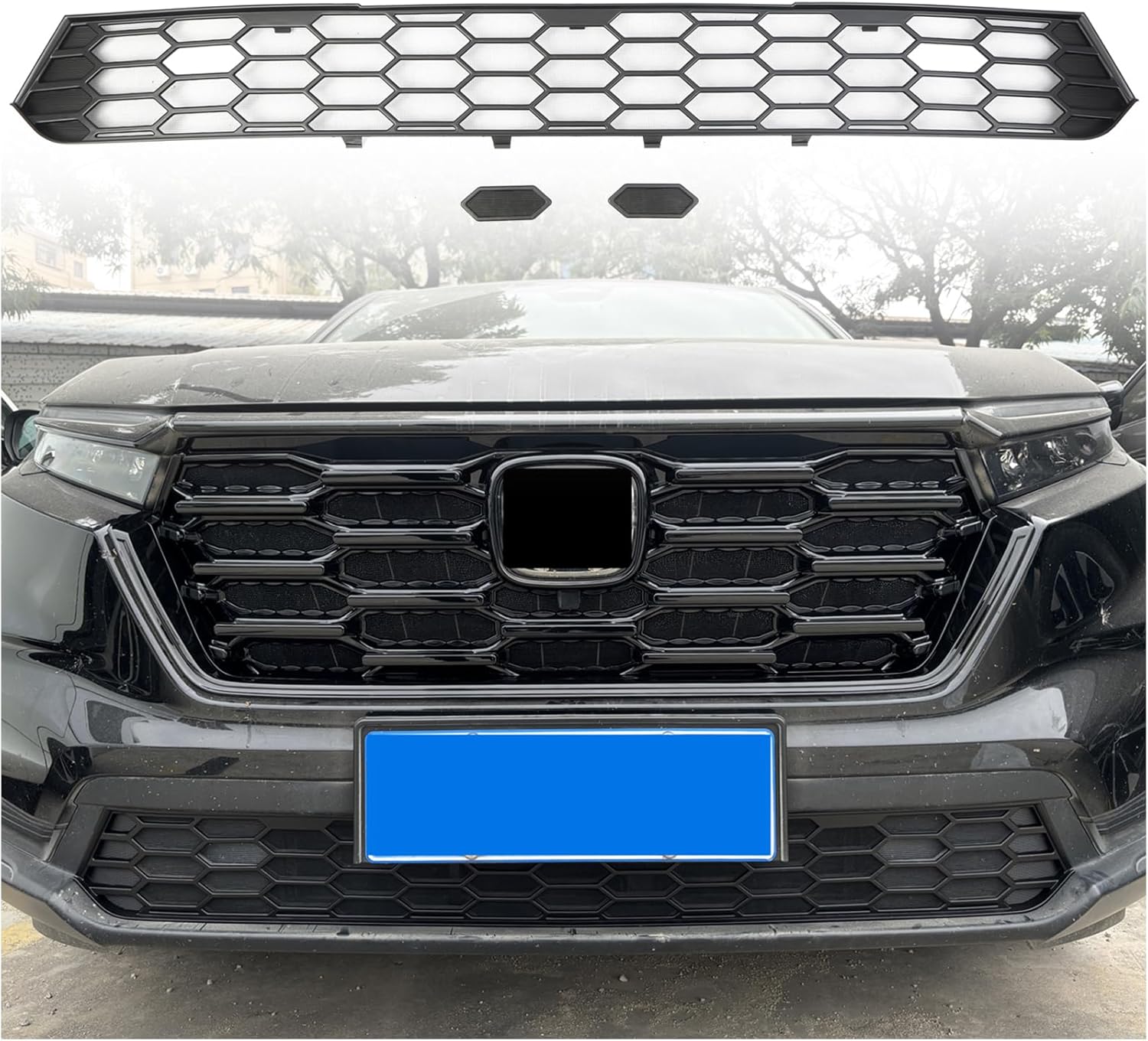 ITrims Car Accessories for Honda CRV CR-V 2023 2024 2025 Front Grille Insert Net Center Grilles Mesh Screening Protection Guard Kits ABS 3PCS (Matte Black)