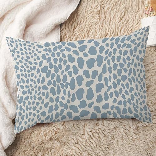ArogGeld Fundas de cojín lumbar de guepardo azul, estampado de leopardo, vaca, puntos de animales, fundas de almohada azul cielo, decoración de