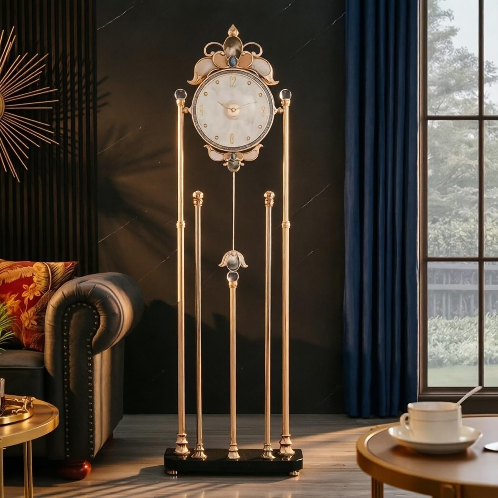 Decorativo Reloj de pie metal con péndulo cuarzo silencioso para la oficina