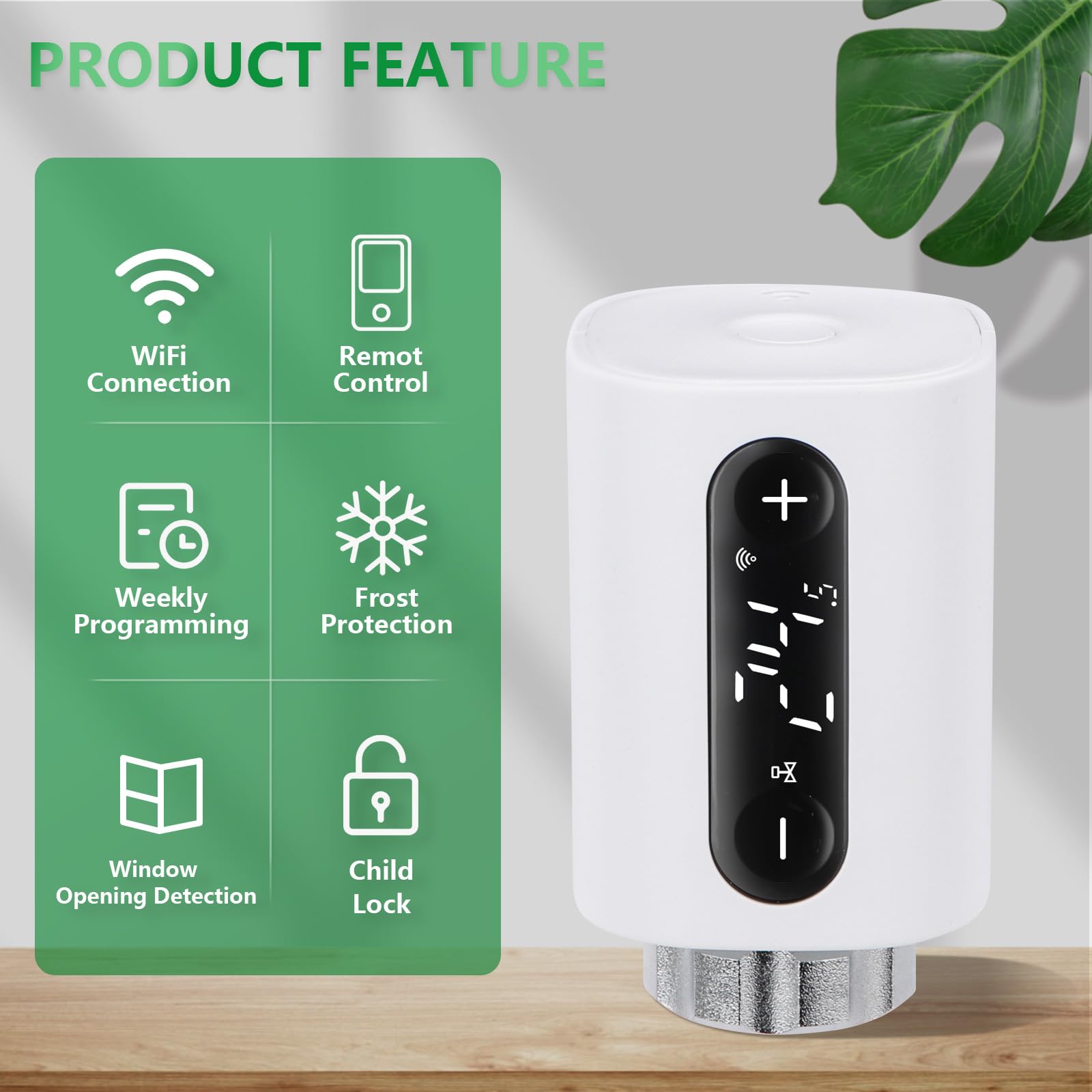 Wengart WIFI Radiator Thermostat WG360,2.4GHz Tuya APP Radiator Valve,Programmable TRV for Multi-Room Temperature Control - Image 2