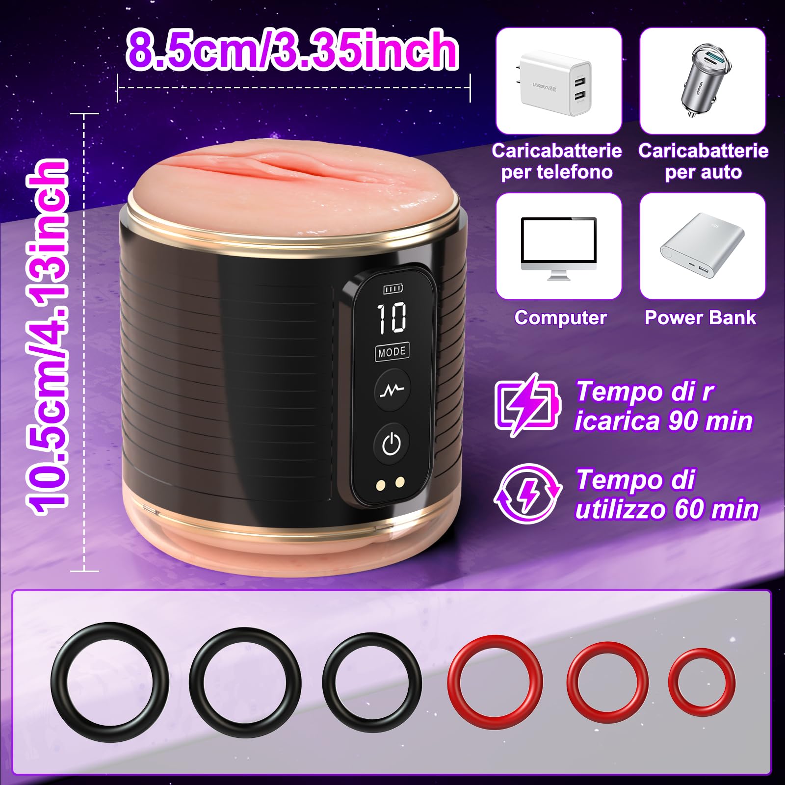 Masturbtore per Uomini Sex Toys - Masturvatore per Uomo Automatico LED Con 10 Modalità Potenti Masturbatore,Masturbatore con Vagina Finta Realistica Masturbtore per Pene Sexytoy