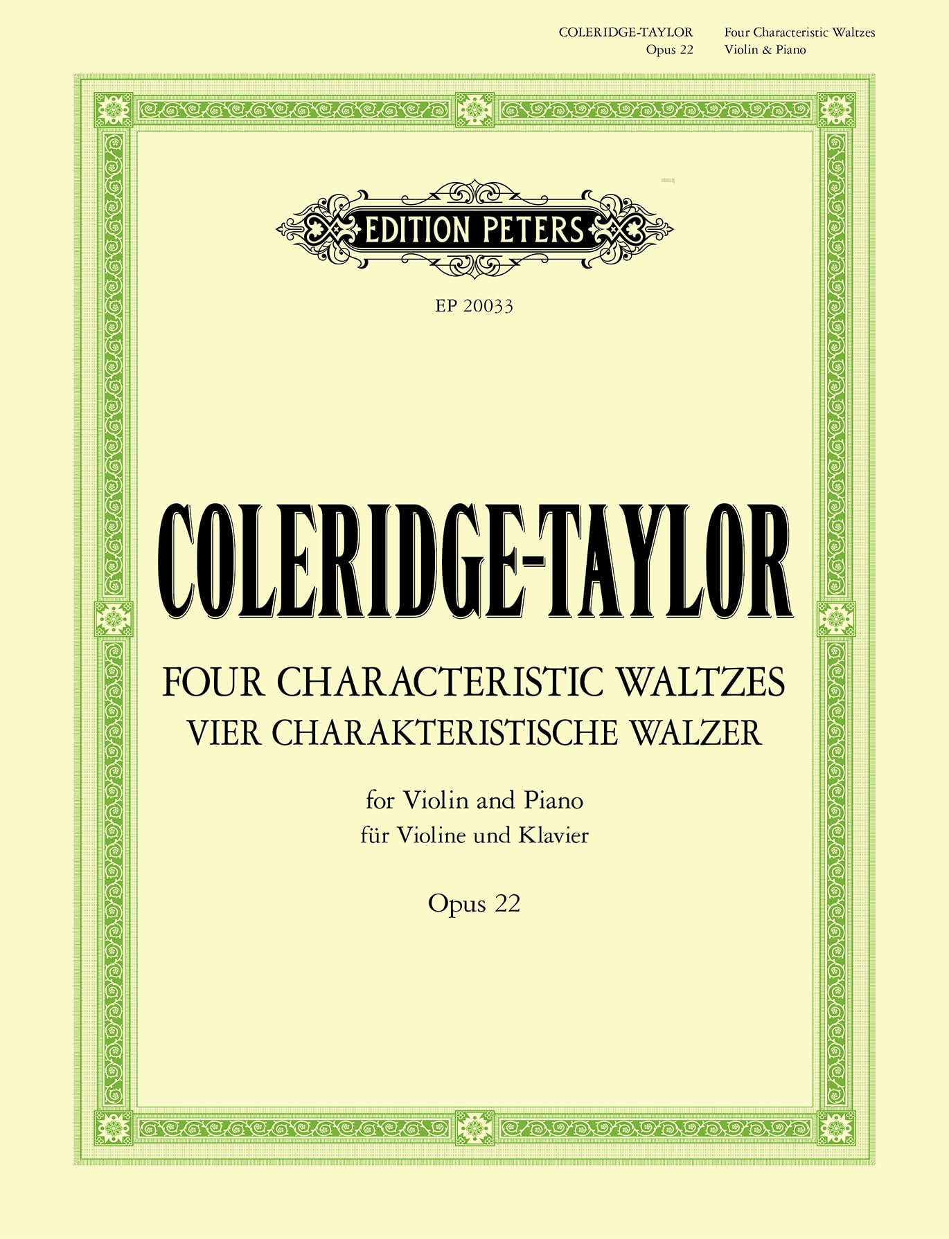 Coleridge-Taylor: Four Characteristic Waltzes Op. 22 (Violin and Piano) (EP20033)