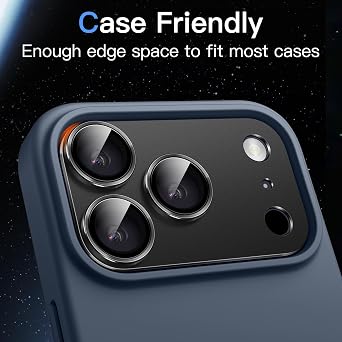 JETech Camera Lens Protector for iPhone 17 Pro, Black, 1-Pack