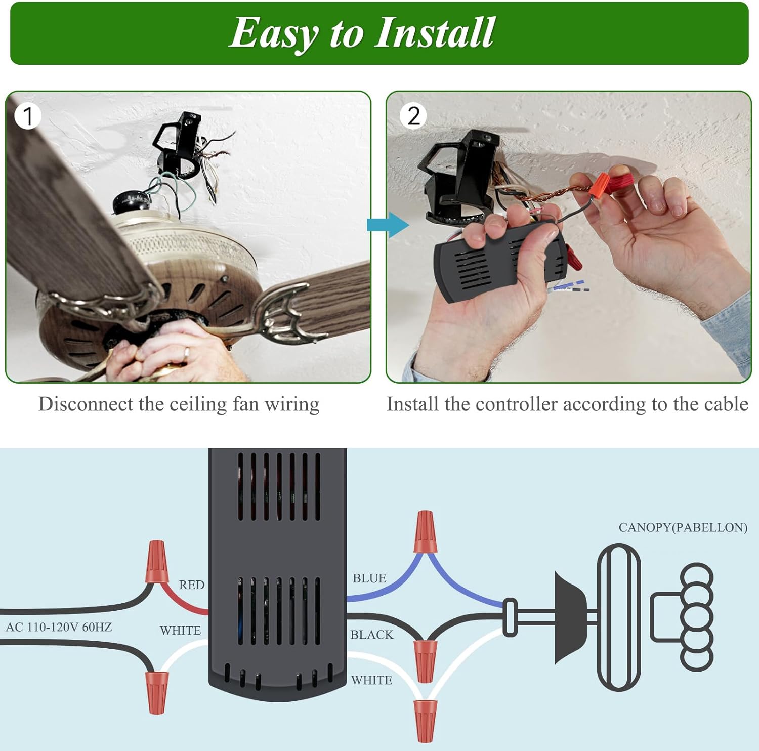 Universal Smart Ceiling Fan Remote Control and Light Dimmer, 3 Speed with 2-8h Timming, Smart Home Devices That Compatible with Alexa and Google Assistant (Beige)