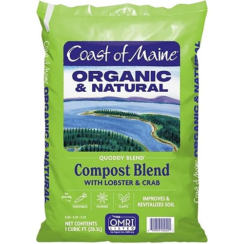 Coast of Maine Organic & Natural Quoddy Blend Lobster & Crab Compost Blend - Premium Soil Amendment w/Composted Manure, Sphagnum Peat Moss, Lobster & Crab Shell Meal - Enhanced Drainage (1 cu ft)