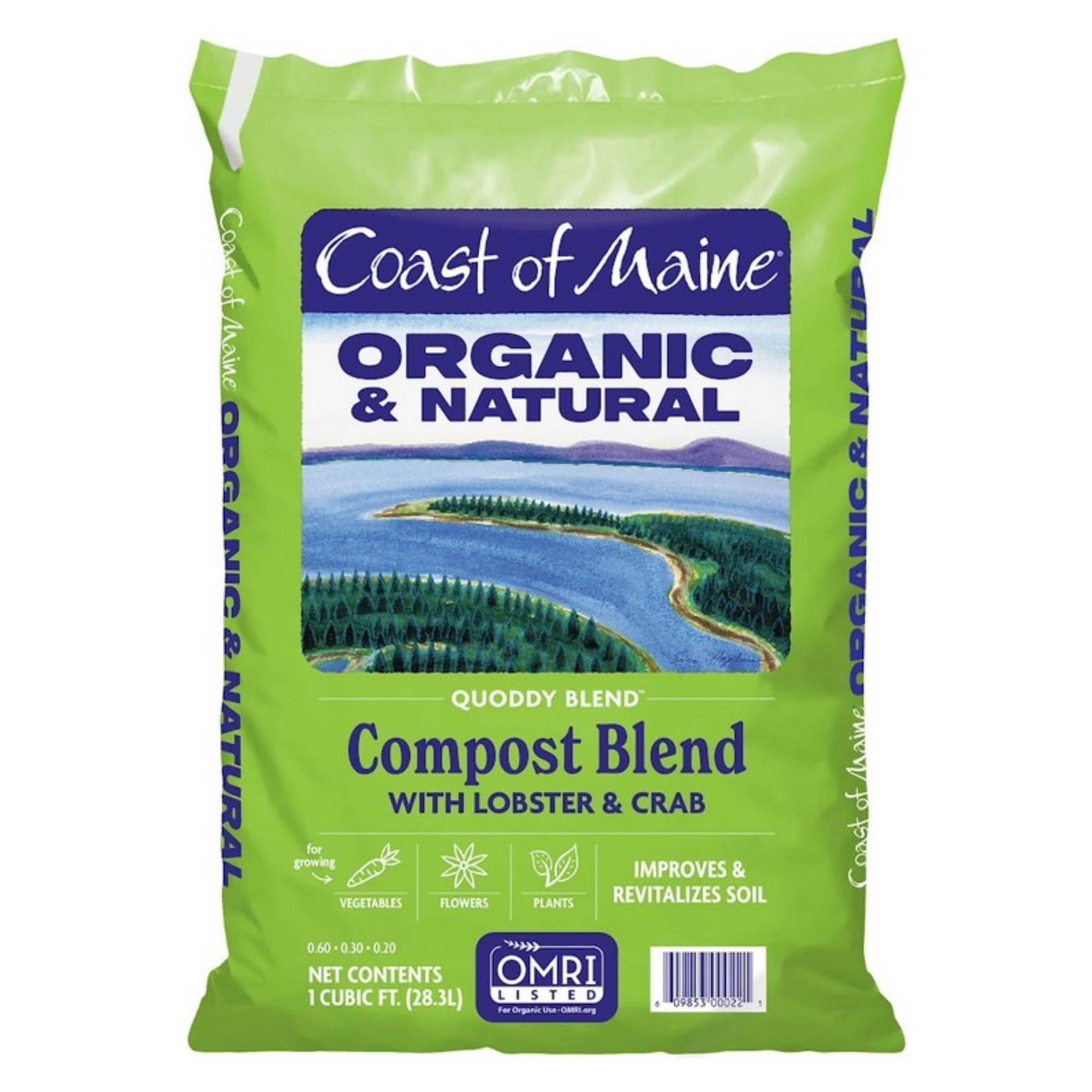 Coast of Maine Quoddy Blend (1 cu ft) Organic and Natural Compost Blend with Lobster and Crab - Improves and Revitilizes Soil