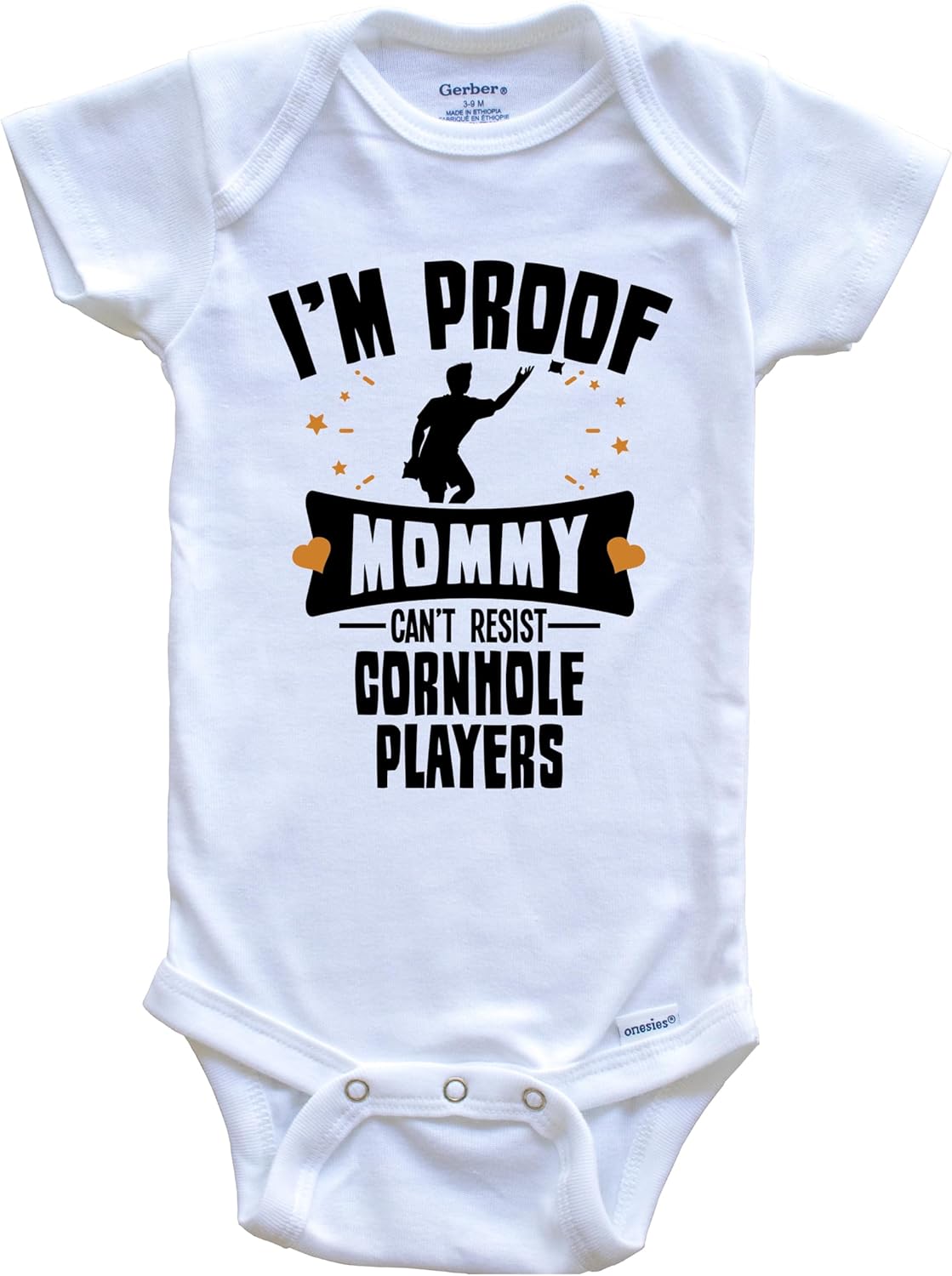 Funny Cornhole One Piece Baby Bodysuit - I'm Proof Mommy Can't Resist Cornhole Players Baby Bodysuit