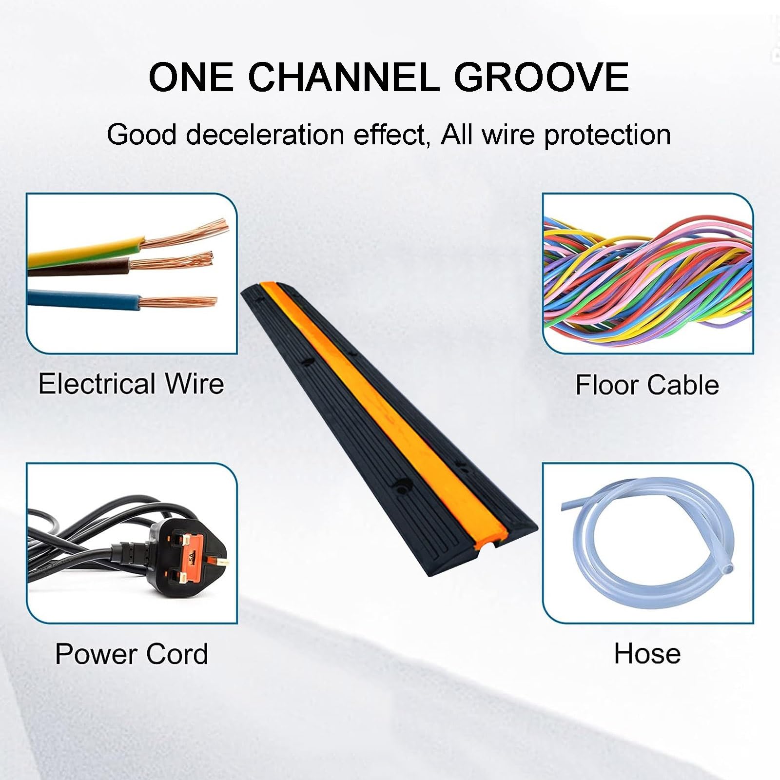Pasacables de Suelo para Proteger Las Cables Protector, Protección de Piso de Riel de Cable y Manguera de Un Solo Canal Resistente, 97 X 15 X 3 cm, para Uso en Interiores y Exteriores