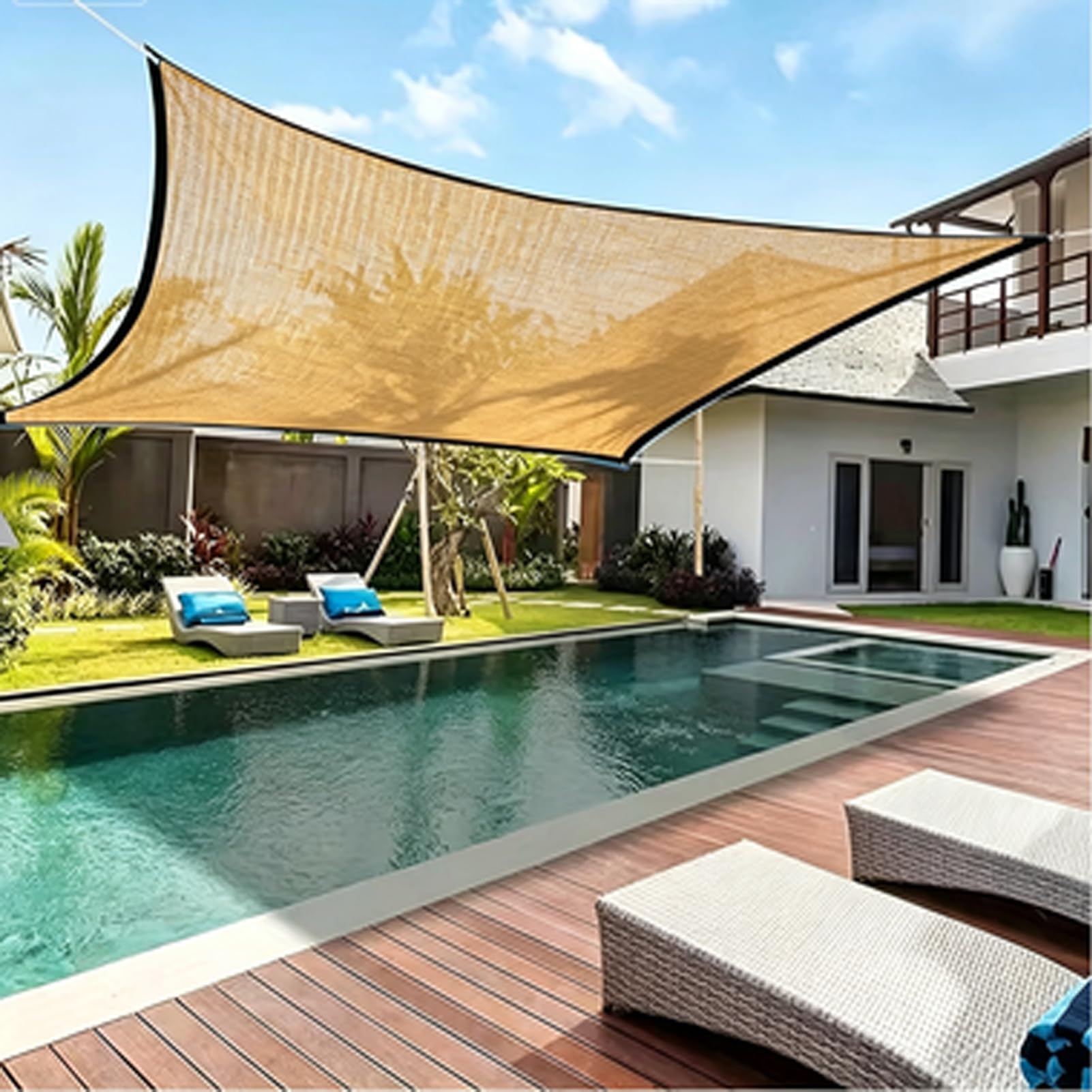 Malla Sombreadora Exterior, Malla De Sombreo,Red Sombra con Ojales | Lona de Malla,Toldo de Sombra Resistente Viento,Transpirable Permeable al Agua,para Balcón Pérgola Jardín Invernadero