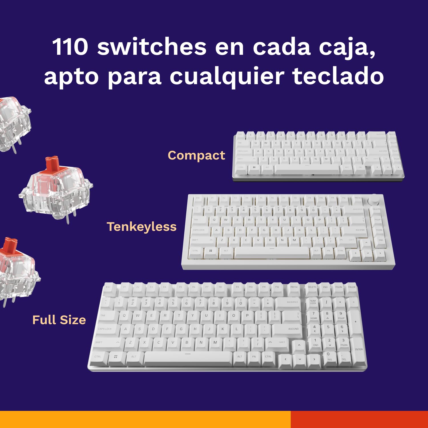 GLORIOUS Switches Fox 110 Pzs para Teclado Mecánico Lineales 3 Pines