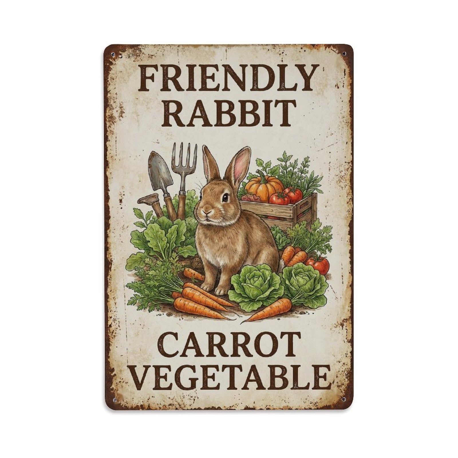 Okngb Style Classic Rabbit Cute Pet Saying Retro Playful Heritage Metal Tin Sign Plaque Wall Decor For Cafe, Man Cave, Club Bar, Office, Home Garden Round Metal Poster 8X12inch