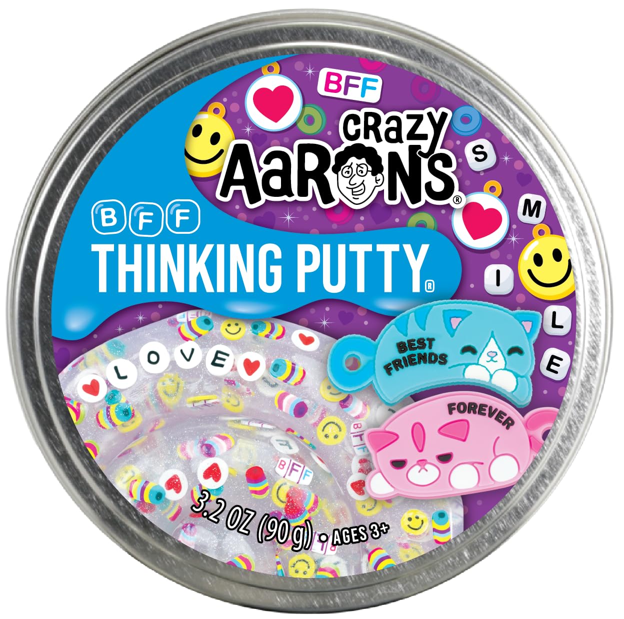 Crazy Aaron's Thinking Putty® - BFF - Sensory Putty for Kids and Grown ups in a 4" Tin - Creative and Endless Fun, Stress Relief Therapy Toys, Never Dries Out - Made in USA