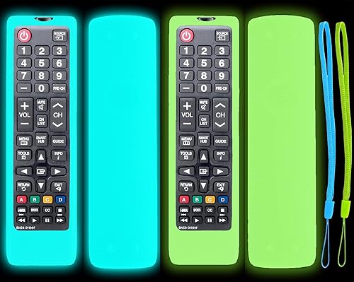 Paquete de 2 fundas brillantes para Samsung Smart TV BN59-01199F BN59-01301A BN59-01315A Funda de silicona con correa para Samsung TV, funda de