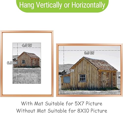 Vista 124 de Golden State Art - Marco de fotos de aluminio satinado clásico de 8 x 10 con alfombrilla de color marfil para fotos de 5 x 7 y cristal real, Dorado