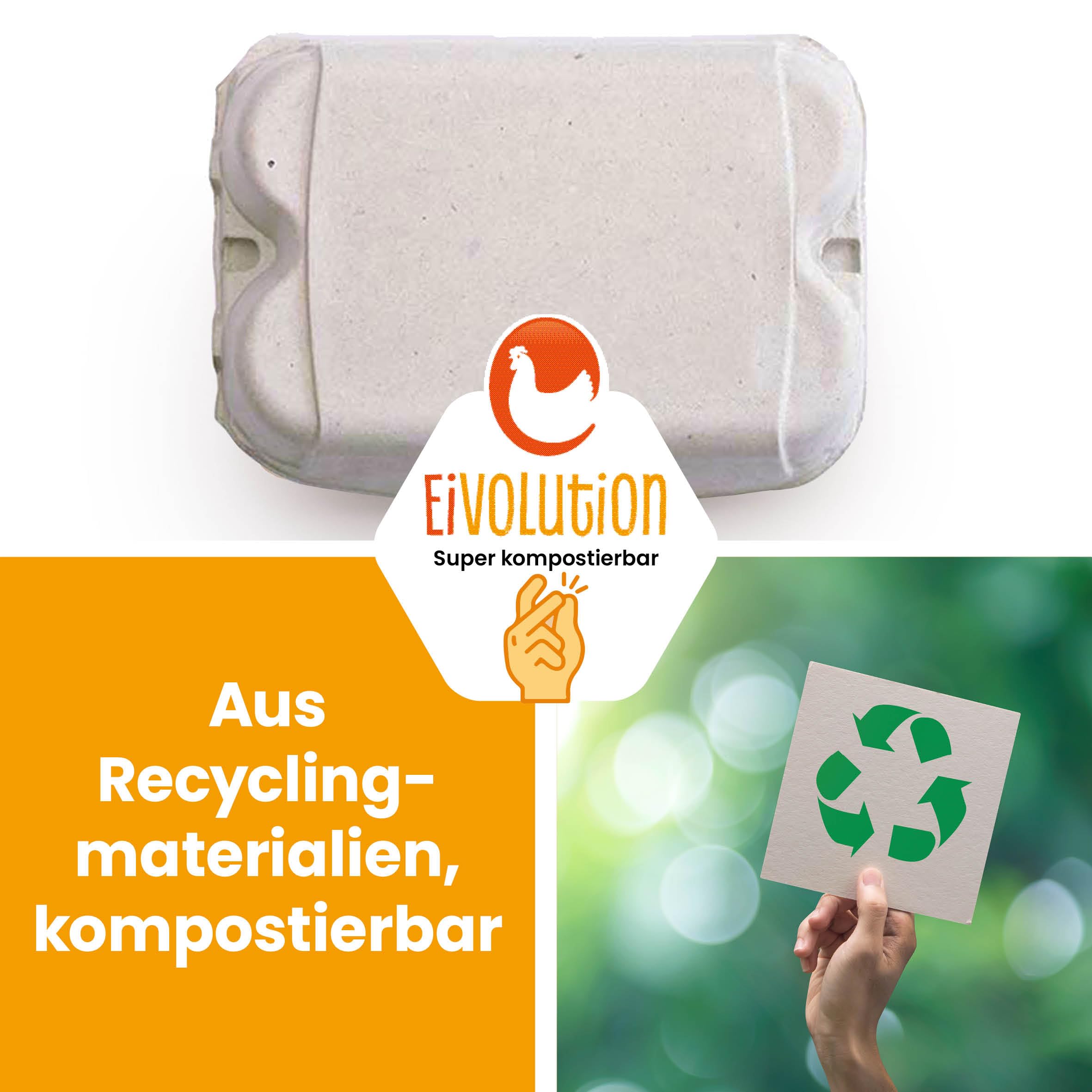 ComPac 6er Eierkarton für Hühnereier in den Größen S, M & L | Biologisch Abbaubar | Eierschachtel Made in Germany | Naturweiß | 90 Stück
