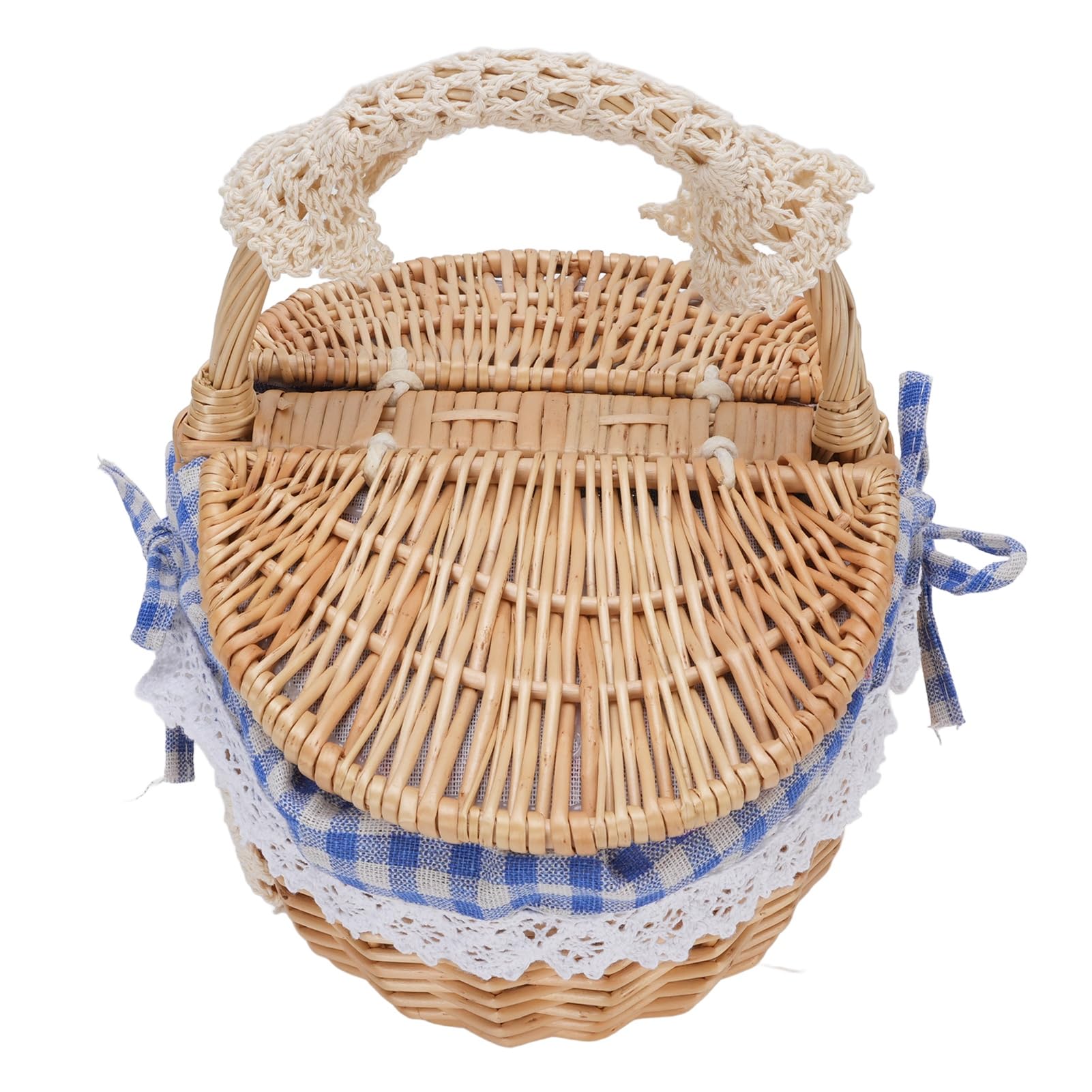 Panier de pique-nique en osier avec doublure en lin amovible
