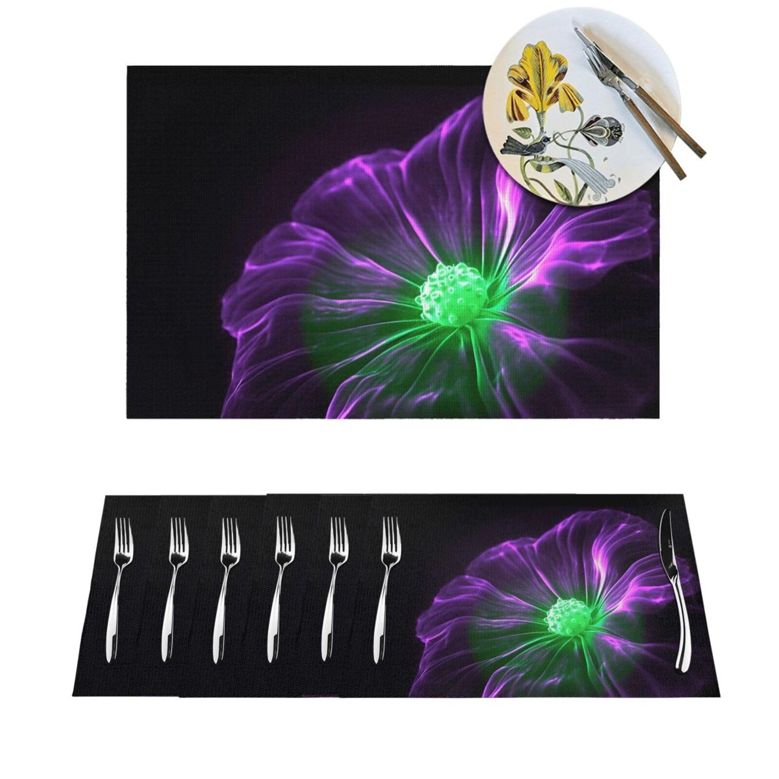 Sets de table lavables et antidérapants violets et verts (x6)