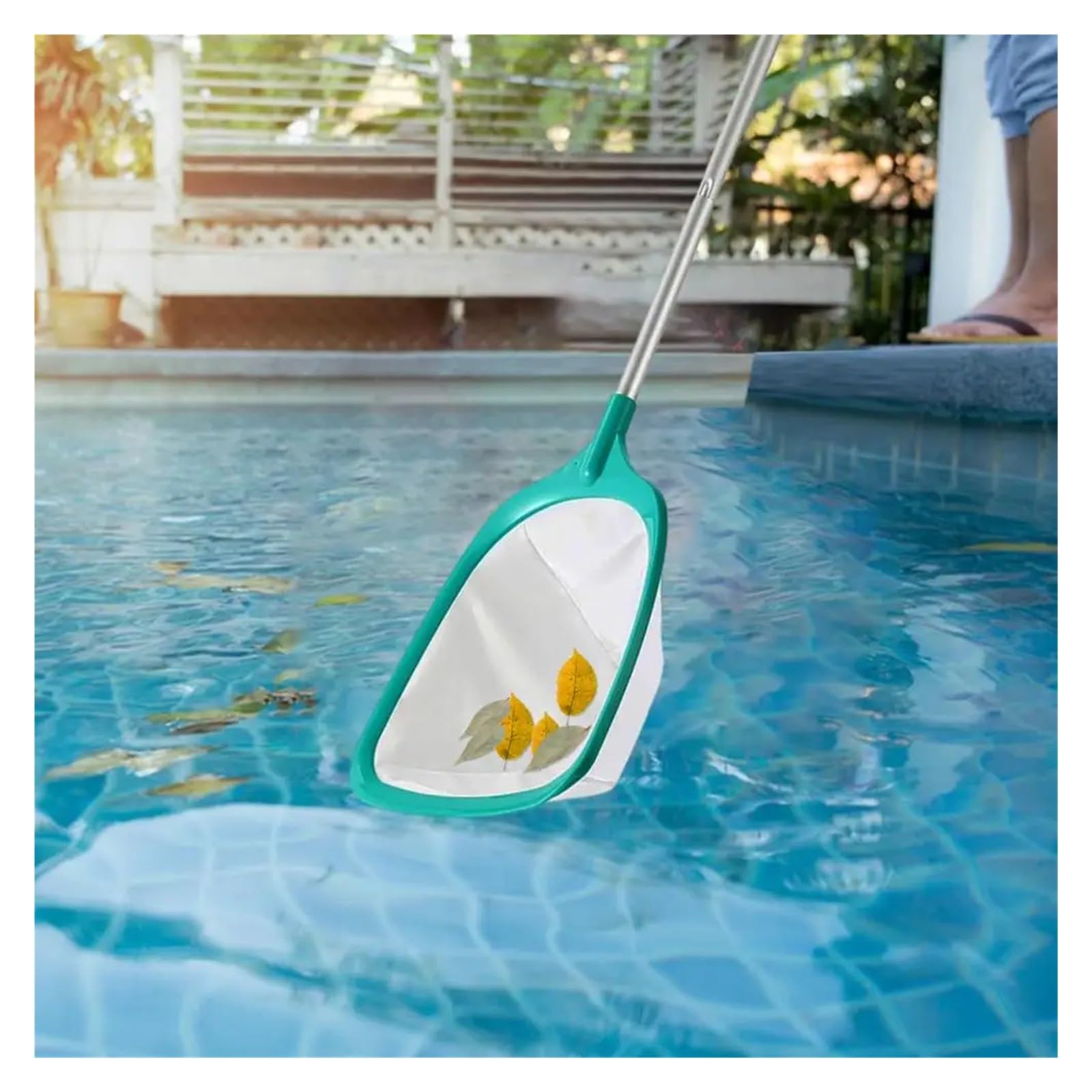 Retino Piscina Rete for Skimmer for Foglie da Piscina a Maglia Ultra fine con Manico Lungo