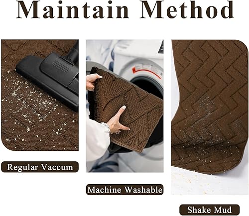 Miniatura 220 de hicorfe - Tapete para interiores, para puerta delantera o trasera, parte trasera de goma, antideslizante, absorbente, resistente a la suciedad, Café