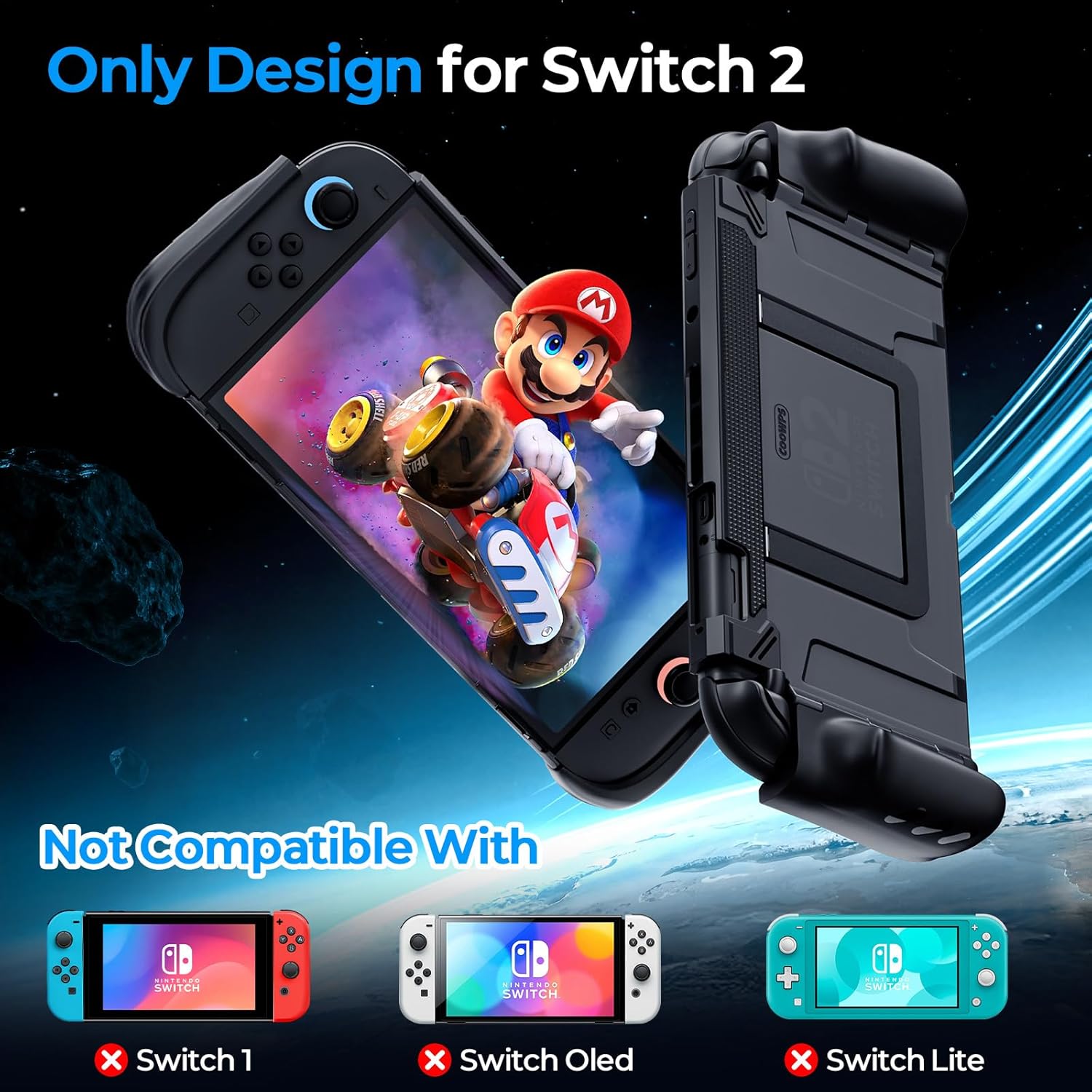 Retear for Nintendo Switch 2 Case with Flip Stand, Military-Grade Protection, Non-Slip Ergonomic Grip, Dock Compatible Accessories Full Protection Front Cover with 12 Game Card Slots 8 71f tuWdpmL. SL1500