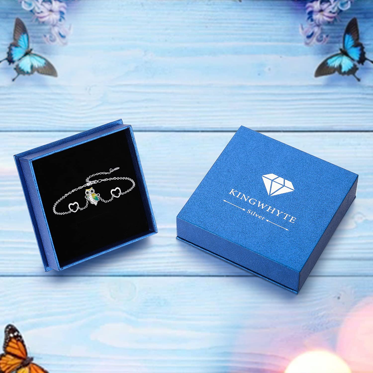 KINGWHYTE Tier Armband Damen 925 Sterling Silber Verstellbar Armband Tier Schmuck Geschenk für Frauen Kinder Mädchen Tochter