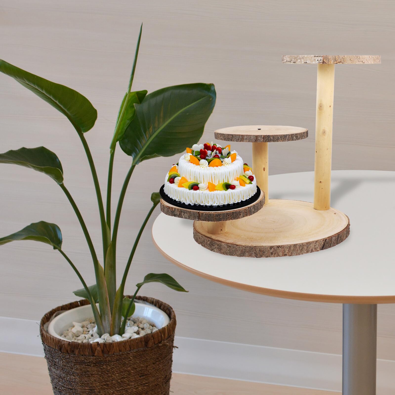 Soporte de Pastel de Madera de 3 Niveles Altura Ajustable (5-15-30 Cm), Expositor Multifunción para Cupcakes y Postres, Bandeja Decorativa para Reuniones y Eventos, Adecuado
