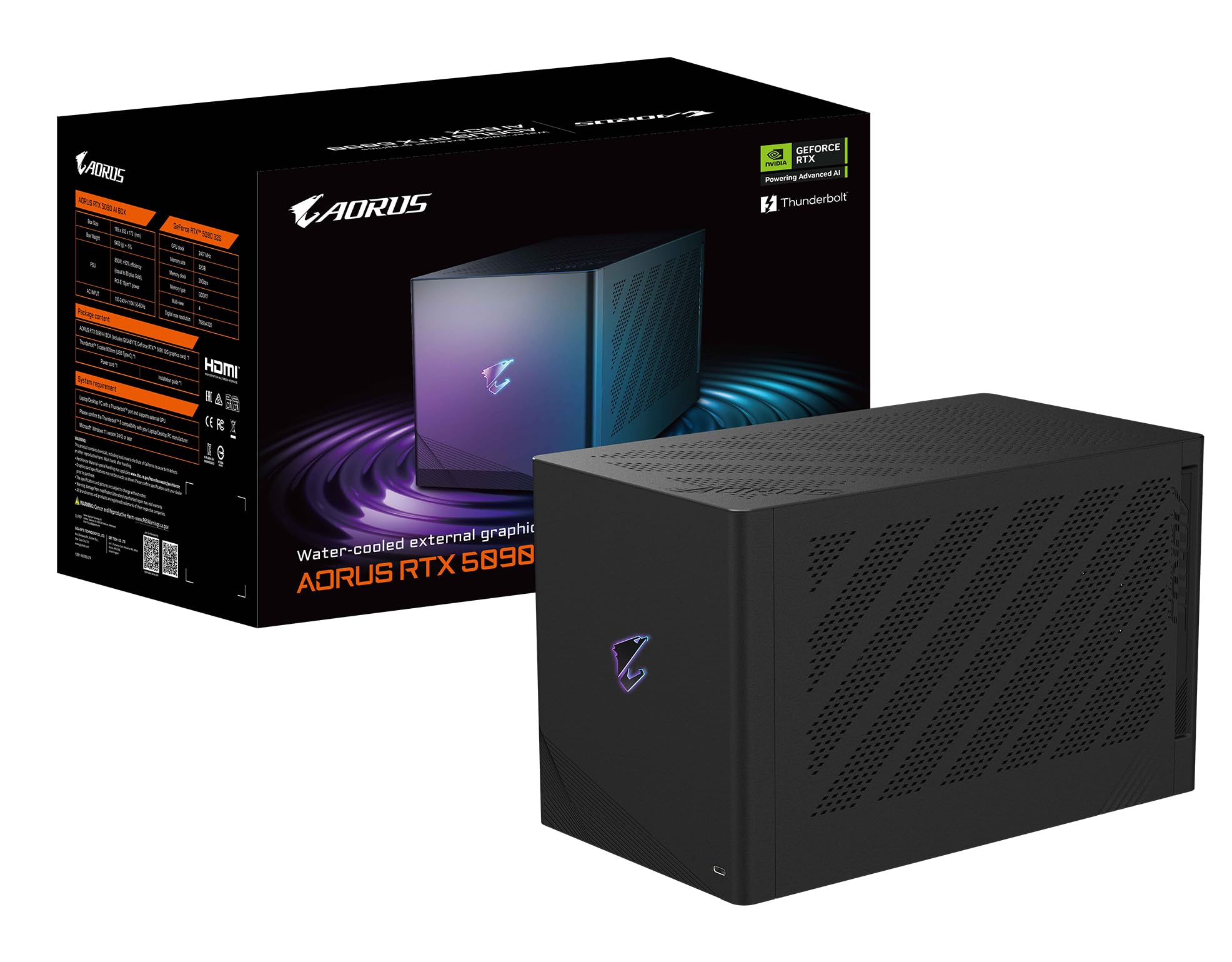 GIGABYTE AORUS RTX 5090 AI Box Graphics Card - 32GB GDDR7, 512Bit, PCI-E 5.0, 2407MHz Core Clock, 3X DP 2.1, 1x HDMI 2.1, GV-N5090IXEB-32GD 1.0