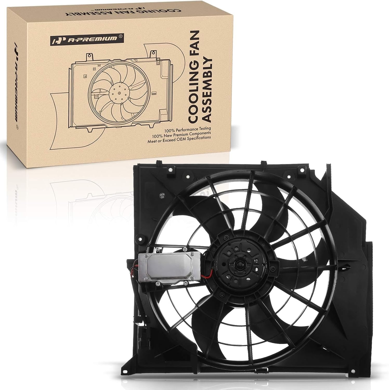 A-Premium Engine Radiator Cooling Fan Assembly Compatible with BMW Models -320i/325Ci/325i/325xi/330Ci/330i/330xi 2001-2005, 323Ci 2000, 328i