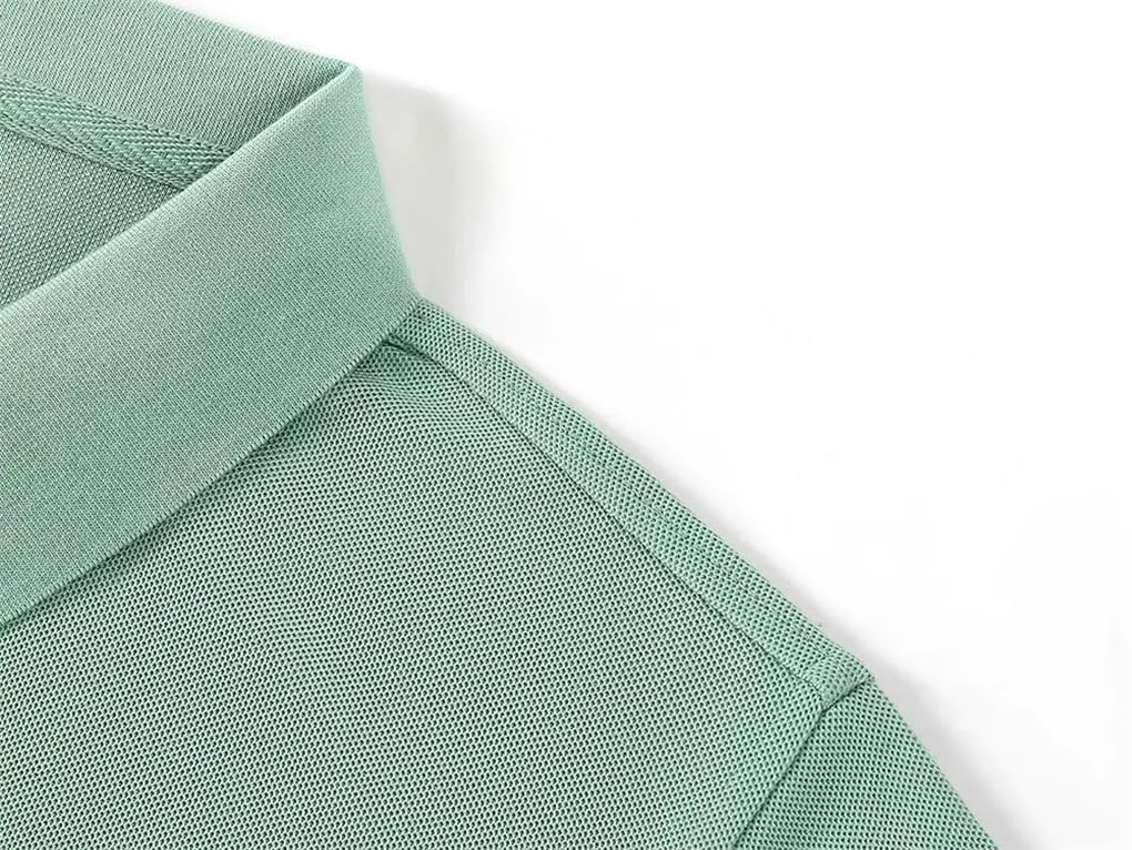 Rfmfkkg Polo da golf da uomo, a maniche lunghe, con risvolto, tinta unita, con bottoni