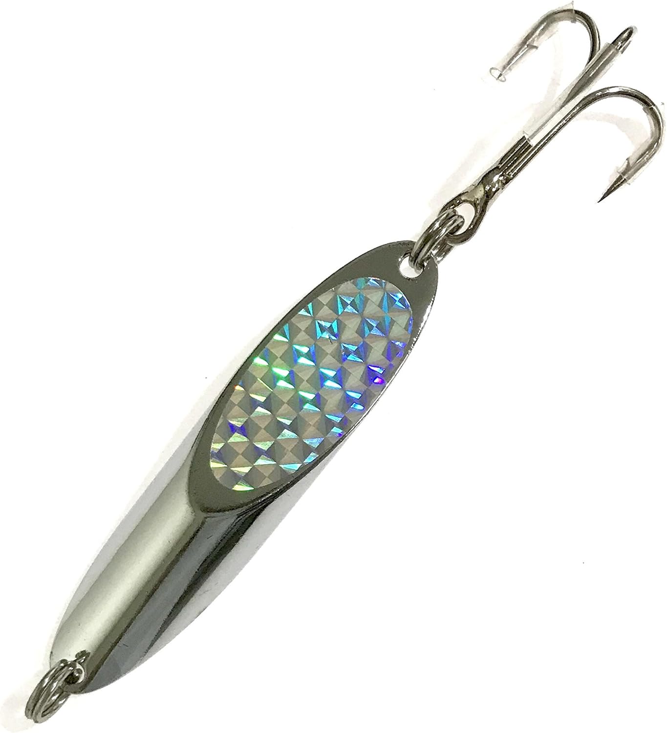 Cast Spoon 5oz, 8 Pcs Chrome w/Prism Tape for Long-Distance Casting, Flash Reflective Finish, Ideal for Saltwater Game Fish
