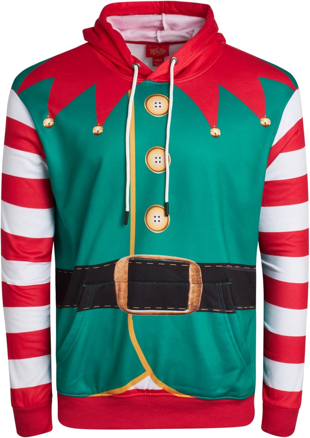 THREADCRAFT Mens Ugly Christmas Sweater - Elf Novelty and Santa Sweatshirt Holiday Pullover Christmas Sweaters for Men