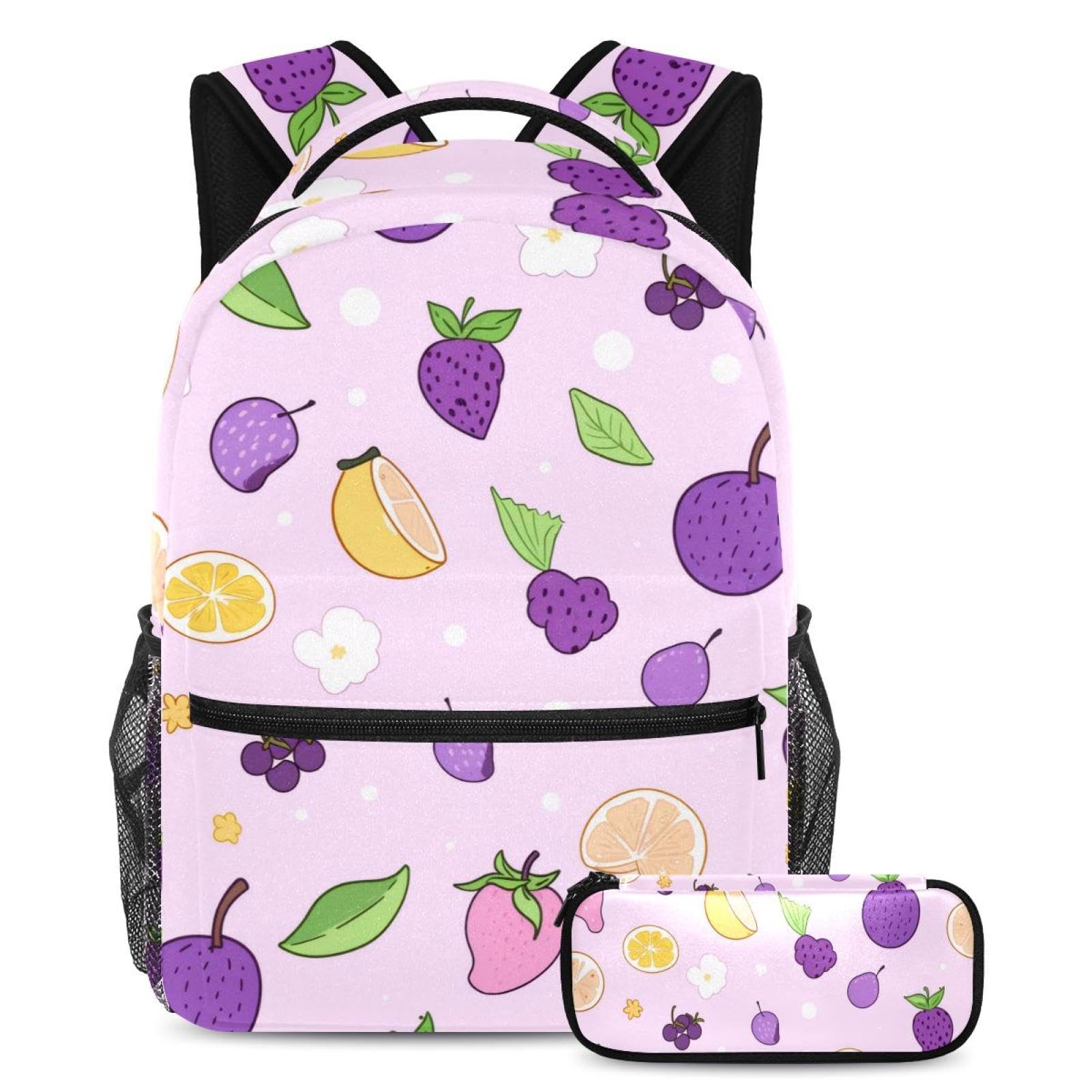 Cartable ensemble sac à dos et trousse violet pour étudiants - 7