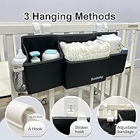 Vista 3 de Organizador Colgante de Pañales para Bebé, Organizador Portátil de Dispensación de Hoja Única para Cuna de Bebé, Organizador de Almacenamiento Negro