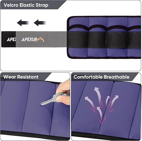 Vista 39 de APEXUP 10 libras/par de pesas de tobillo ajustables para mujeres y hombres, correas de peso modularizadas para piernas para yoga, caminar, correr