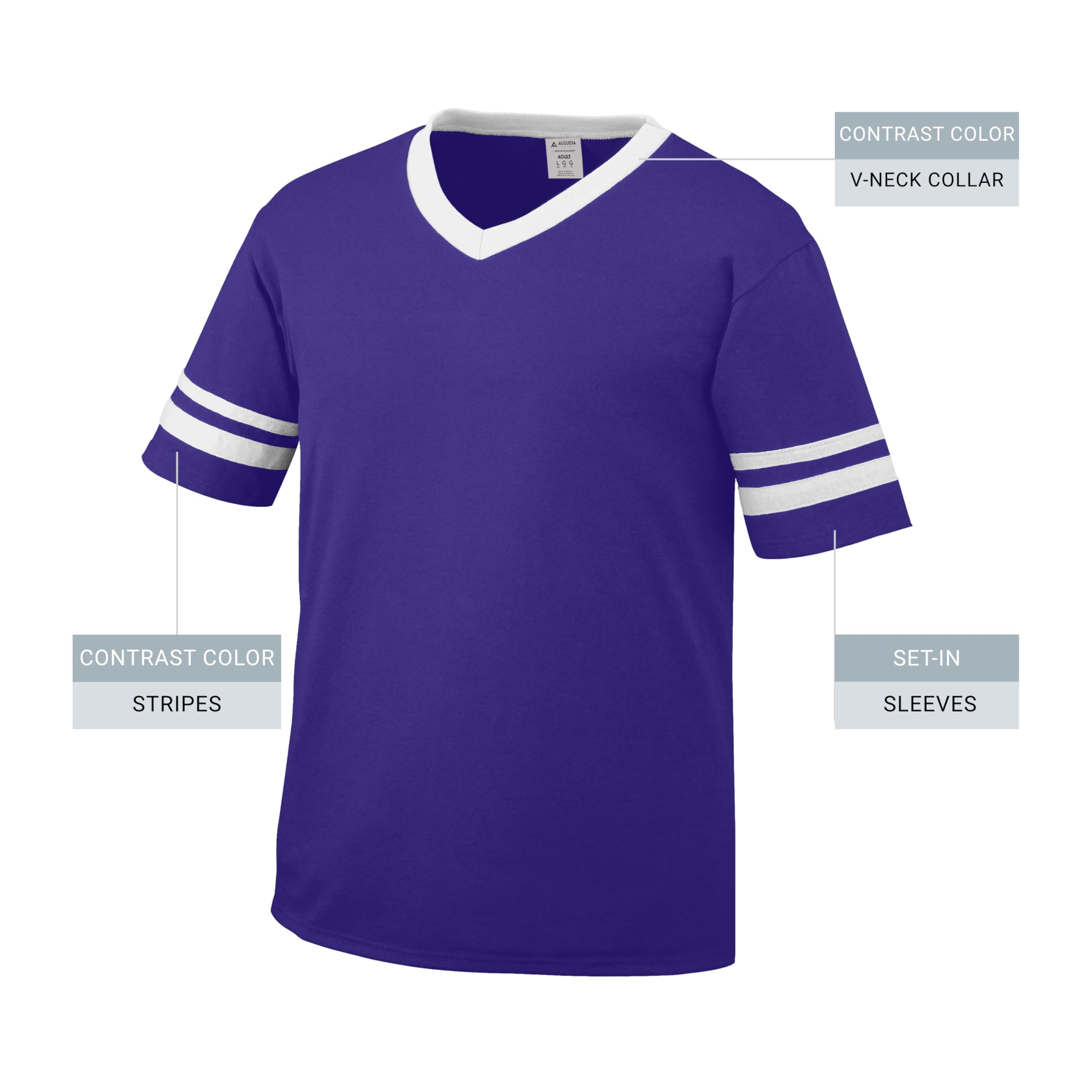 Augusta Sportswear Boys' Standard Youth Sleeve Stripe Jersey, Purple/White, Small