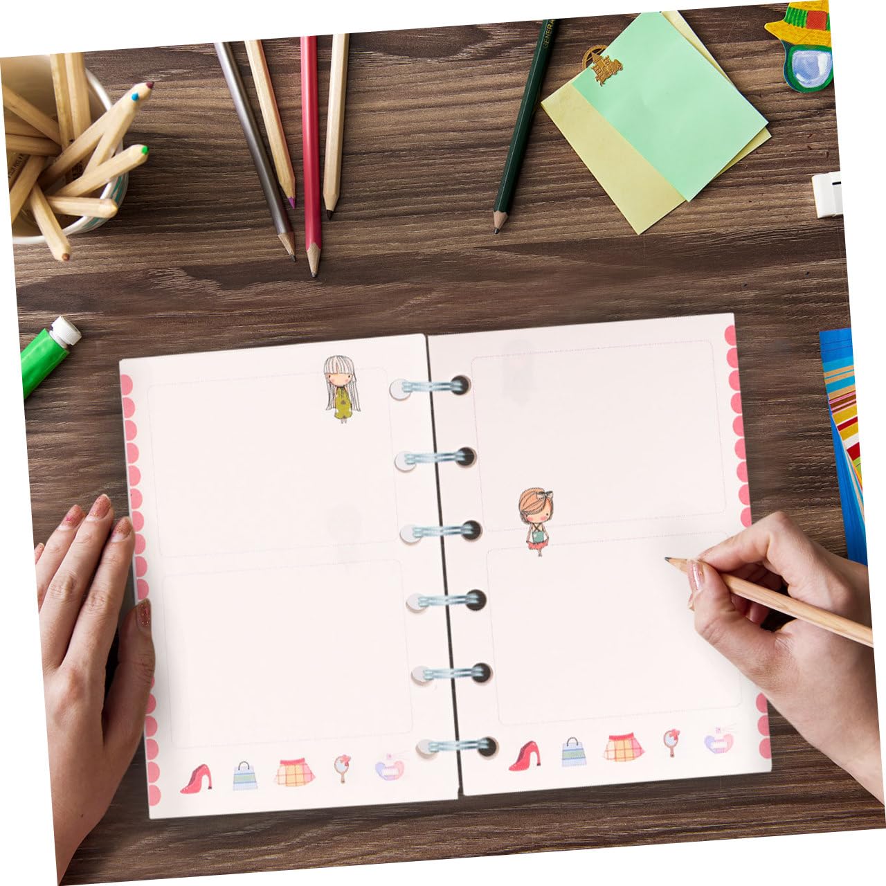 TOYANDONA 6 Anelli A7 Raccoglitore Planner Carta di Ricarica Colorato Cartone Animato