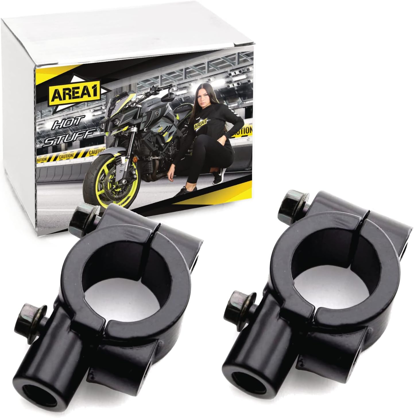 Area1 Motorcycle Rear View Mirror Mount 2x M10 Right Thread 7/8 Inch Mirror Mount Compatible with Honda Kawasaki KTM KSR Moto Suzuki Triumph Aprilia Husqvarna Beta Mondial Brixton Cagiva Benelli