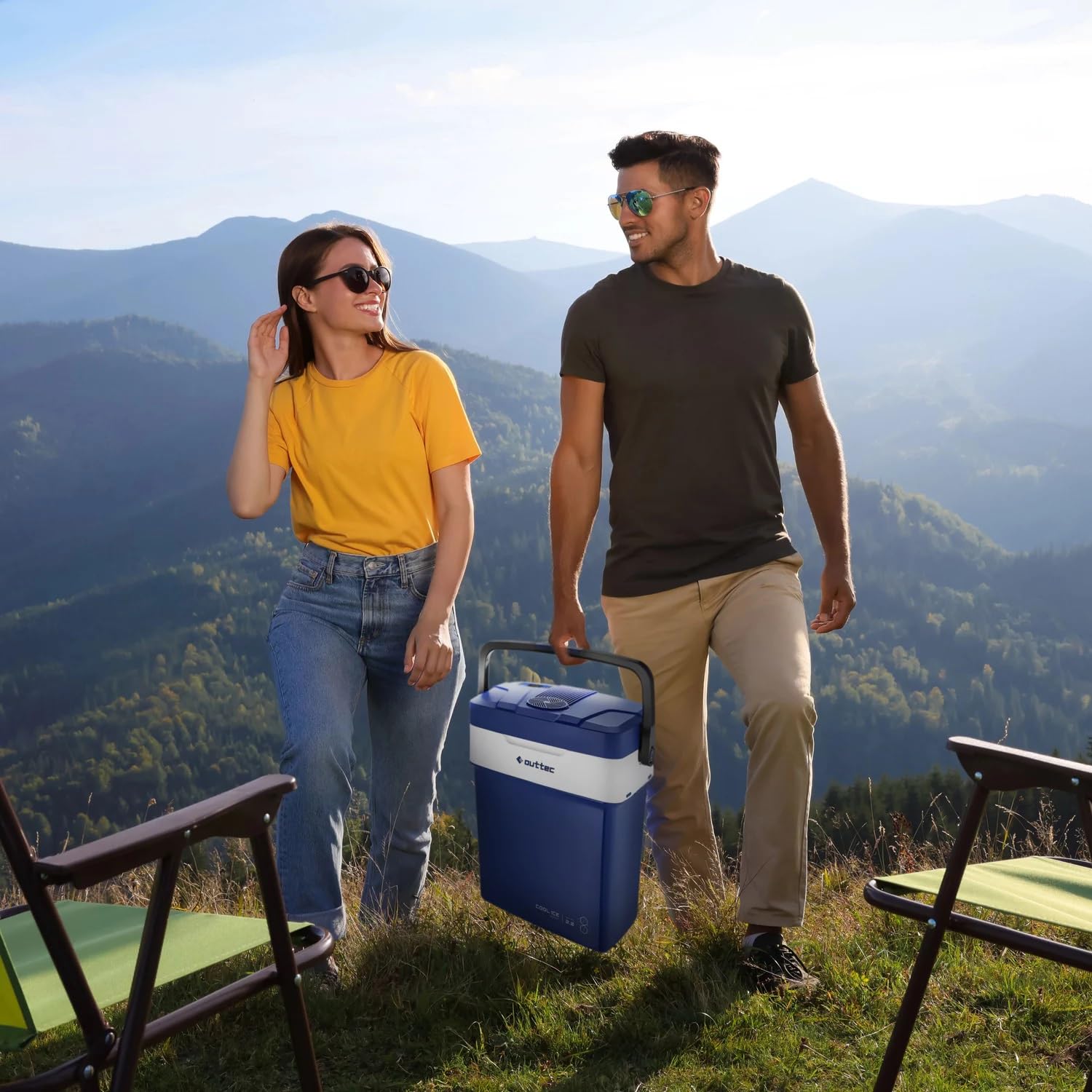 Glaciere Electrique 12v 220v 32L Outtec - glacière électrique Voiture, frigo Camping, glaciere a Compression, Mini glaciere Electrique, refrigerateur Camping Car, glaciere Voiture