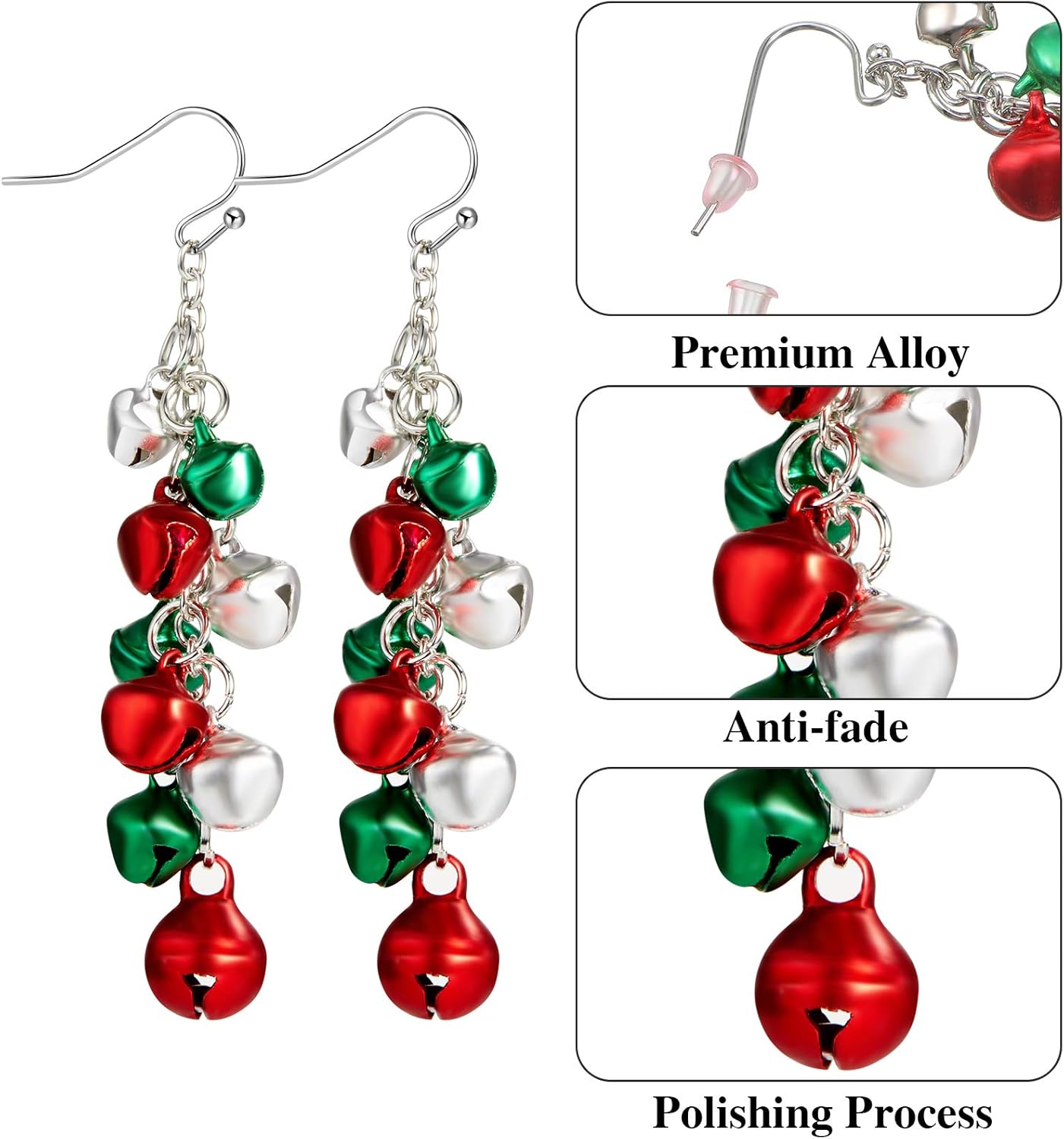 Hicarer 9 Pairs Christmas Earrings for Women Holiday Earrings Bell Christmas Trees Snowflakes Xmas Earring Bulk Drop Earring for Women Thanksgiving Xmas Jewelry Gifts - Image 2