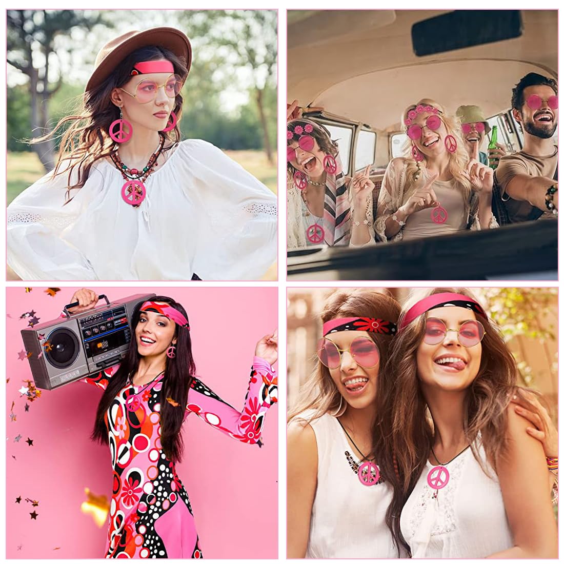 Collier Hippie Multicolore DEGUISE TOI - Accessoire Peace And Love Pour Déguisement Et Carnaval