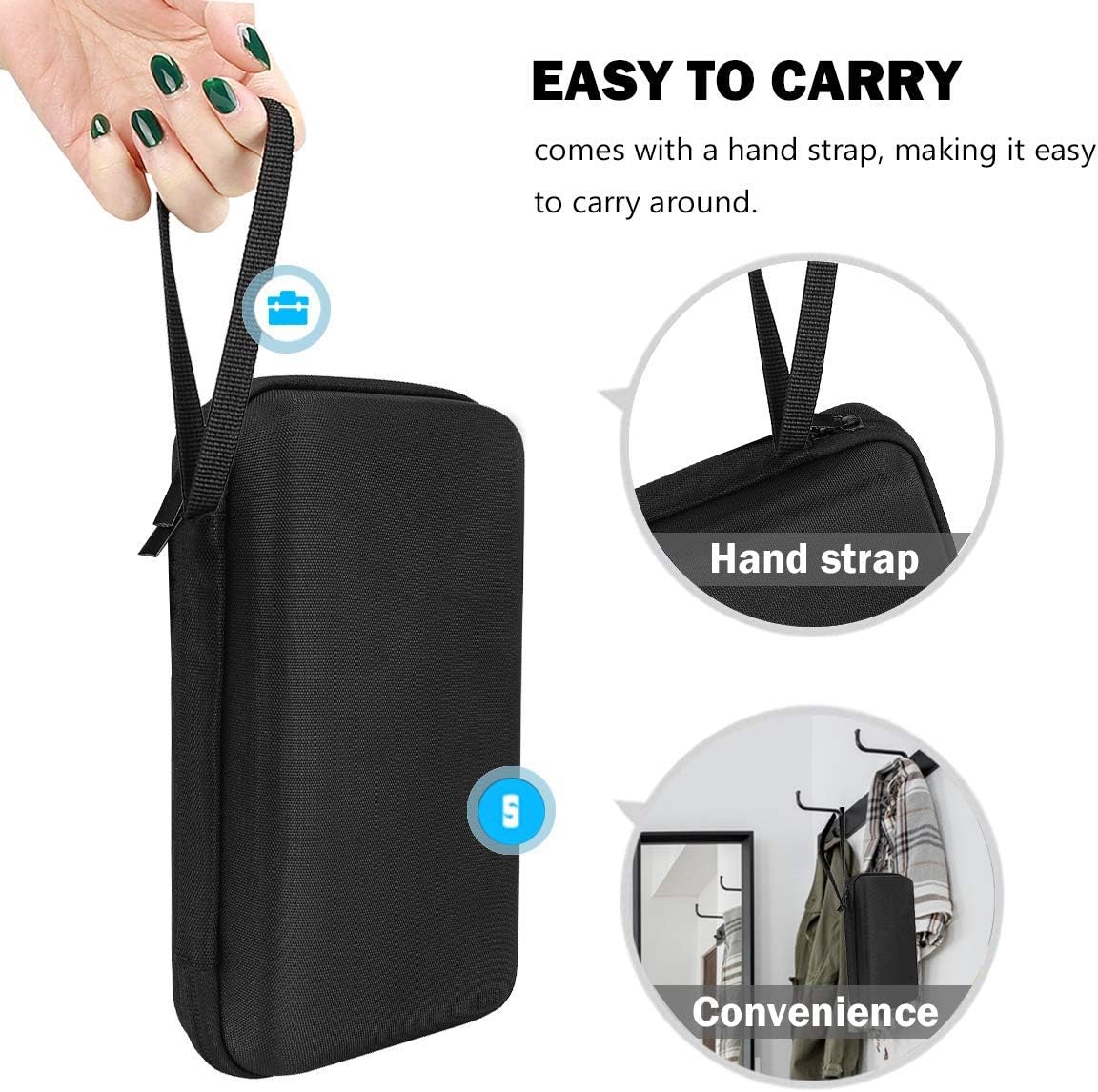 ProCase Hard Travel Tech Organizer Case Bag for Electronics Accessories Charger Cord Portable External Hard Drive USB Cables Power Bank SD Memory Cards Earphone Flash Drive -Black : Electronics