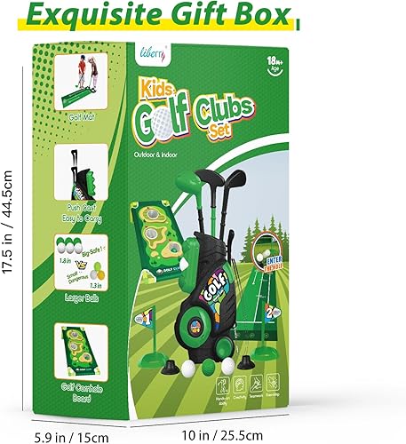 Miniatura 9 de Liberry Juego de golf para niños de 2, 3, 4 años, carrito de golf mejorado para niños con alfombrilla de putting y tabla de cornhole, juguetes