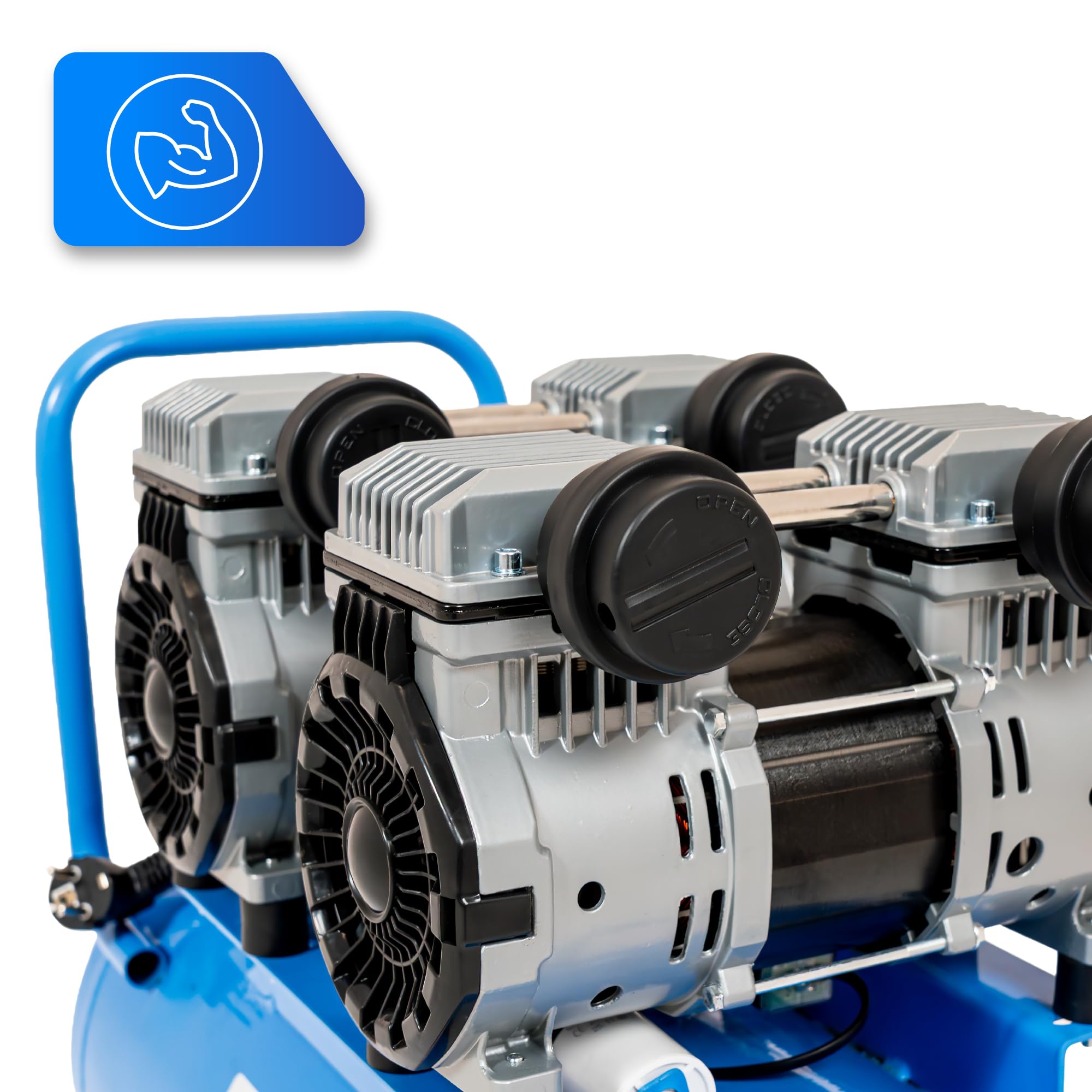 Compresseur 50L Compresseur d'air 8 Bar, 1500W / 3000W, sans huile ou lubrifié à l'huile, 250–380 l/min, 1/4", 2 sorties, manomètre, détendeur, pour atelier, garage et pneus (4T-50L)