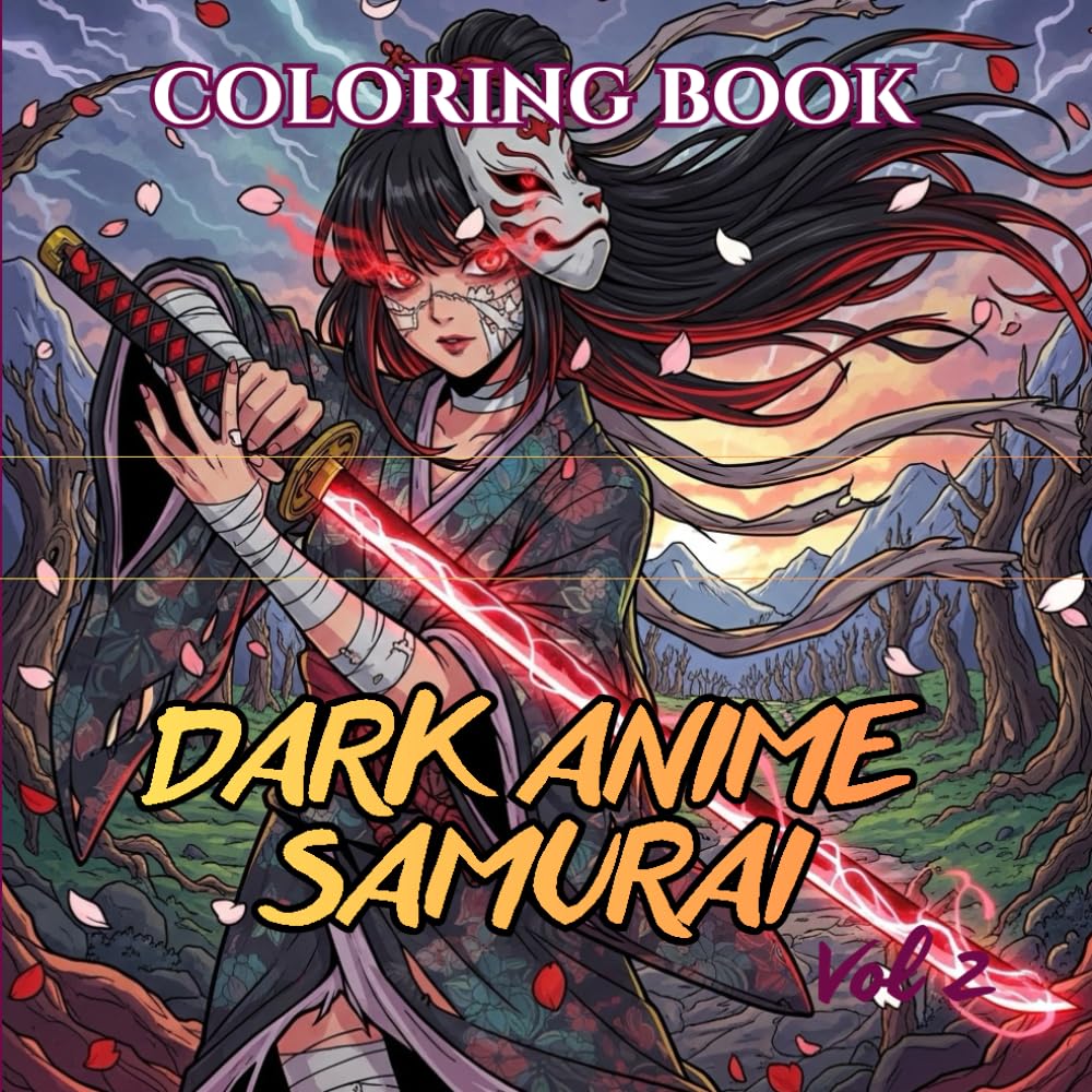 Dark Anime Samurai: 75 Shadow Warriors, Cursed Ronin & Demon Slayer Girls in Intricate Japanese Manga Line Art for Stress Relief (Shadow Sakura: Anime Coloring Book Series)