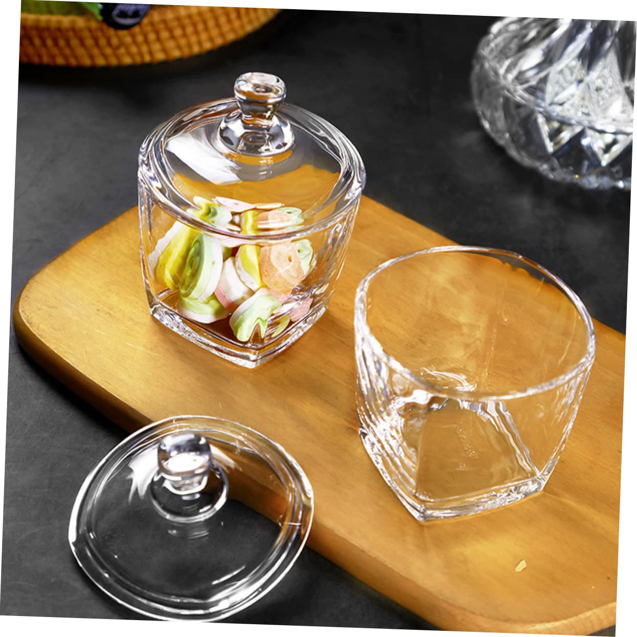Gatuida Glasdosen aus Klarem Glas zur Aufbewahrung von Süßigkeiten und Snacks 2 Stück 260ml mit Deckel Vielseitig und Einfach zu Befüllen für Küche und Vorrat