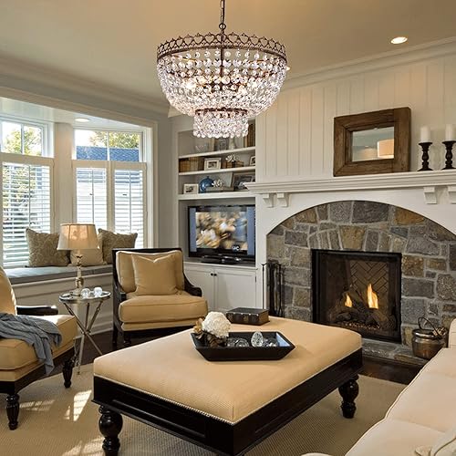 Miniatura 8 de Wellmet Lámpara de araña moderna de cristal de 22 pulgadas, lámpara colgante ajustable contemporánea de 6 luces, para comedor, dormitorio, sala de