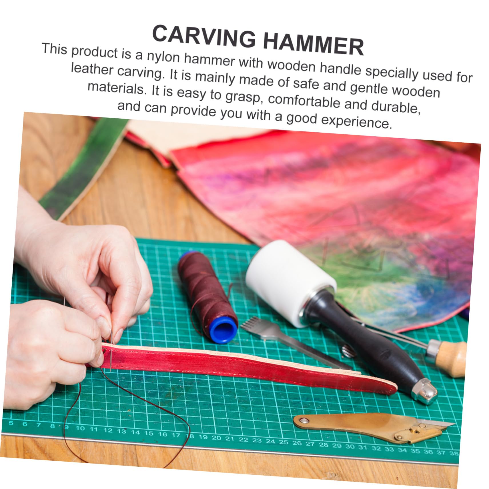 WOONEKY 1pc Leather Carving Hammer Upholstery Tools Decorating Tools Leathercraft Mallet Garnish Tools Multi Carving Pro Tools Hammer for Leathercraft Working Work Tools Brown Wood