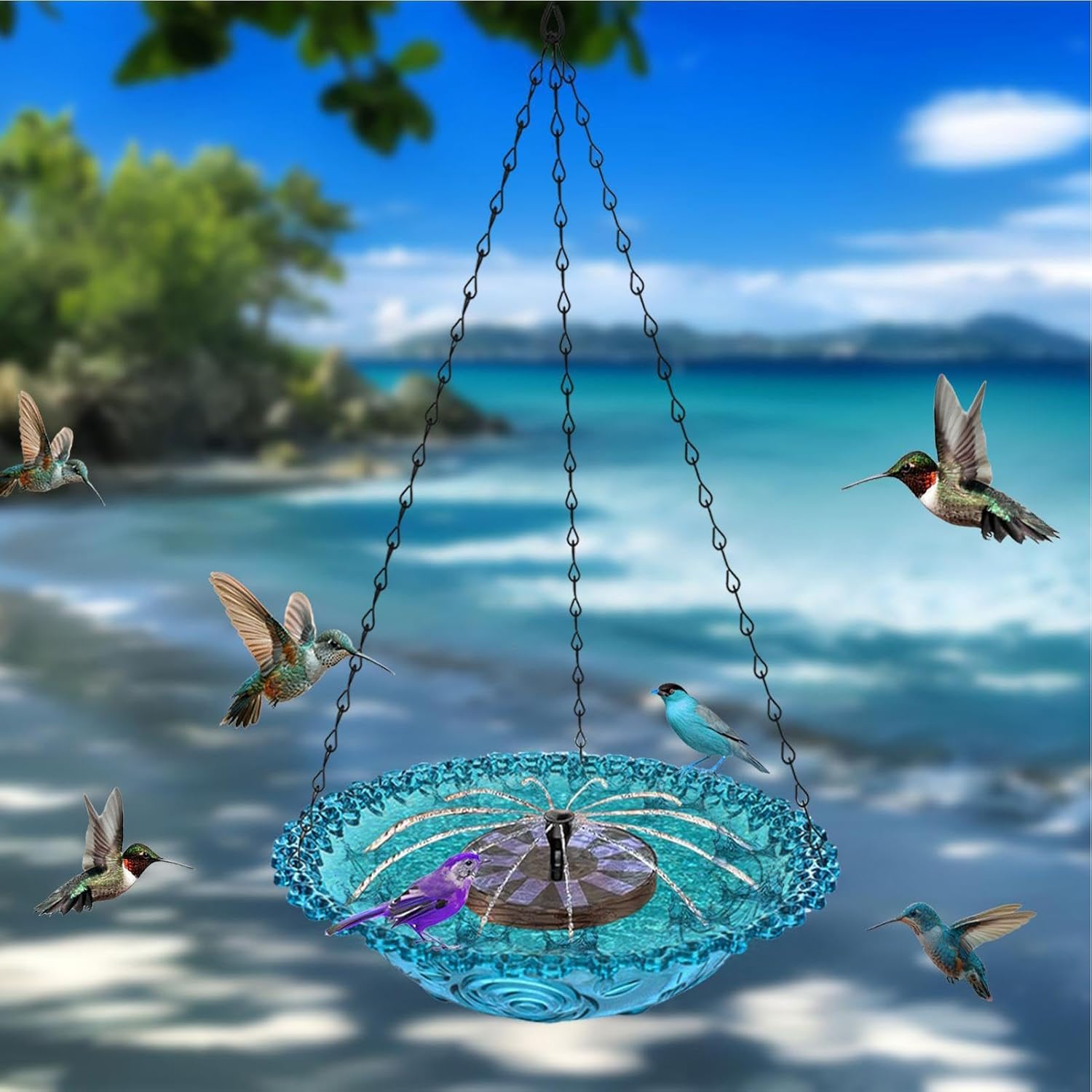 Bird Bath for Outside - with Water Pump - Bird Bath with Solar Fountain,for Robin Sparrow Backyard Garden Landscaping Yard Balcony Courtyard