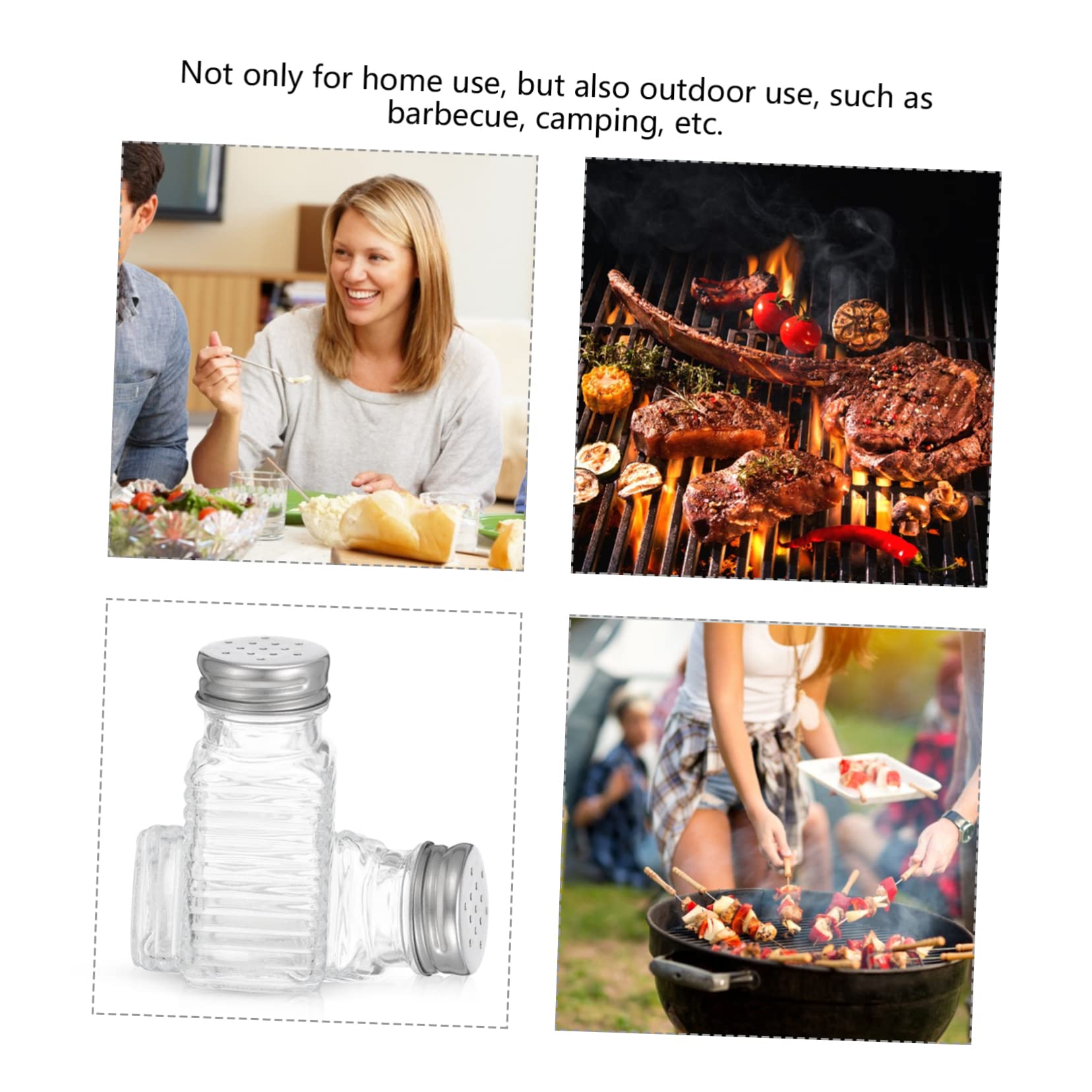 HEALLILY 6Pcs Glass Spice Container Seasoning for Salt Pepper Elegant Kitchen Storage Bottles for Condiments and Dredging for Home Restaurant Use