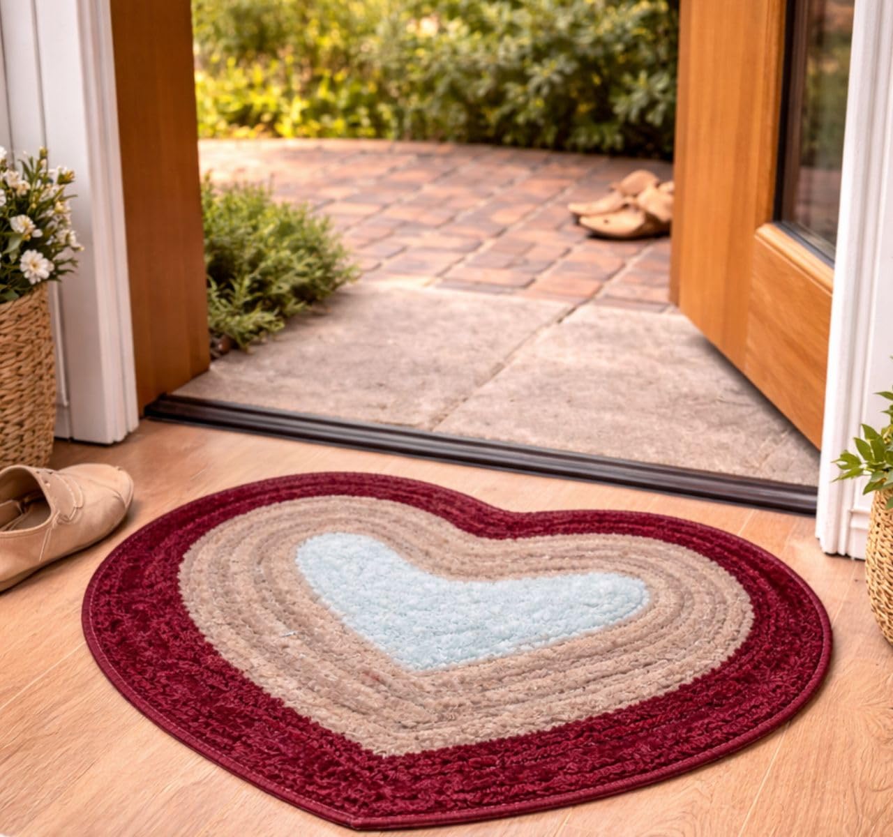 Heart Shape Fancy Fluffy Doormat, Floor mat, 40 * 60 cm (Red) | doormats | Home Decor mat | Floor mat | Heart Shape Door mat-image-15